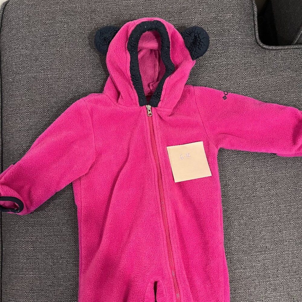 Baby Pink Fleece Columbia Suit Size 6-12 Months